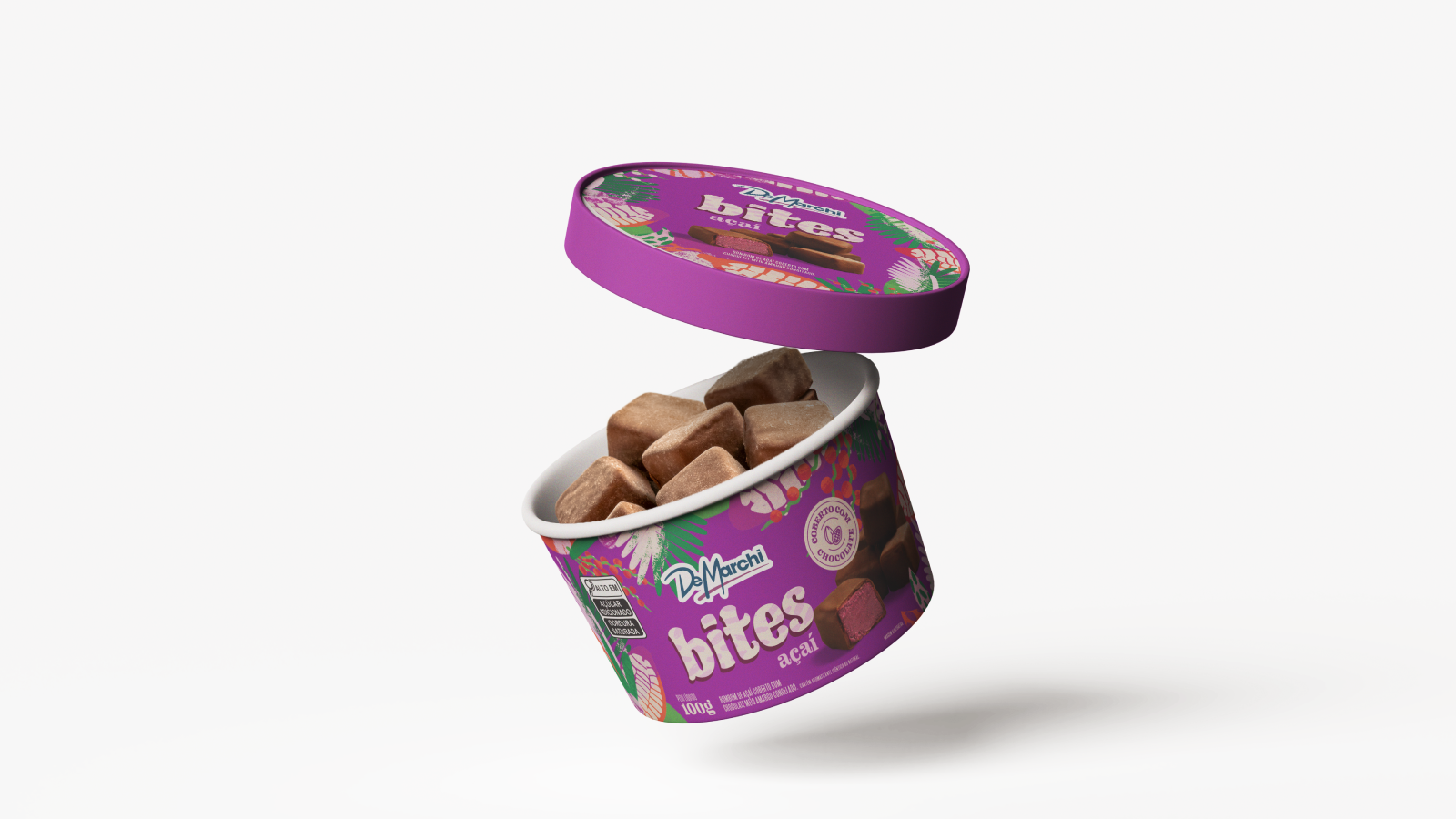 Bombom de Açaí com Chocolate 100g 12Un Cx 1,2Kg