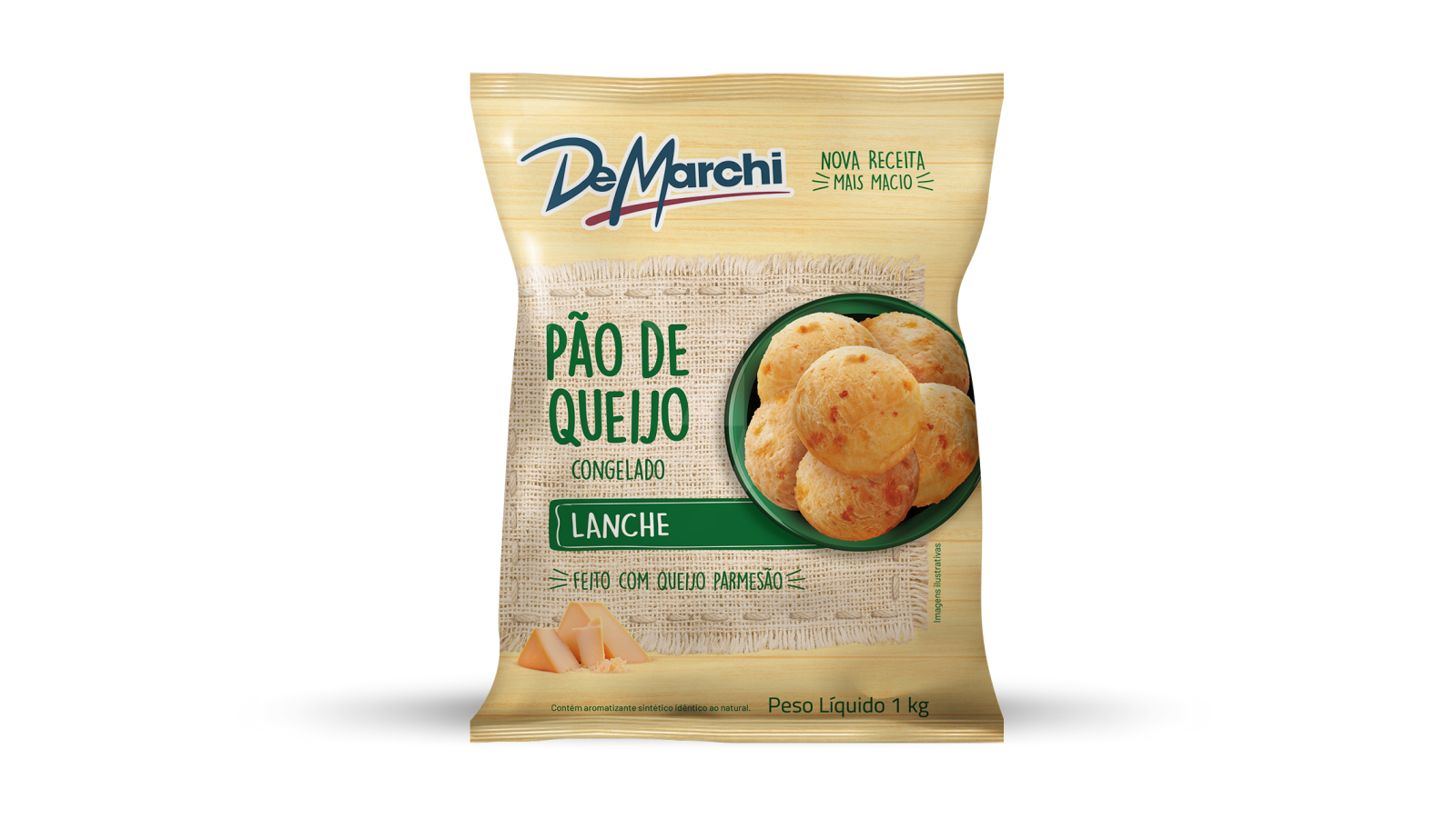 Pão de Queijo Lanche DM 60g  SC 1kg CX 10 kg