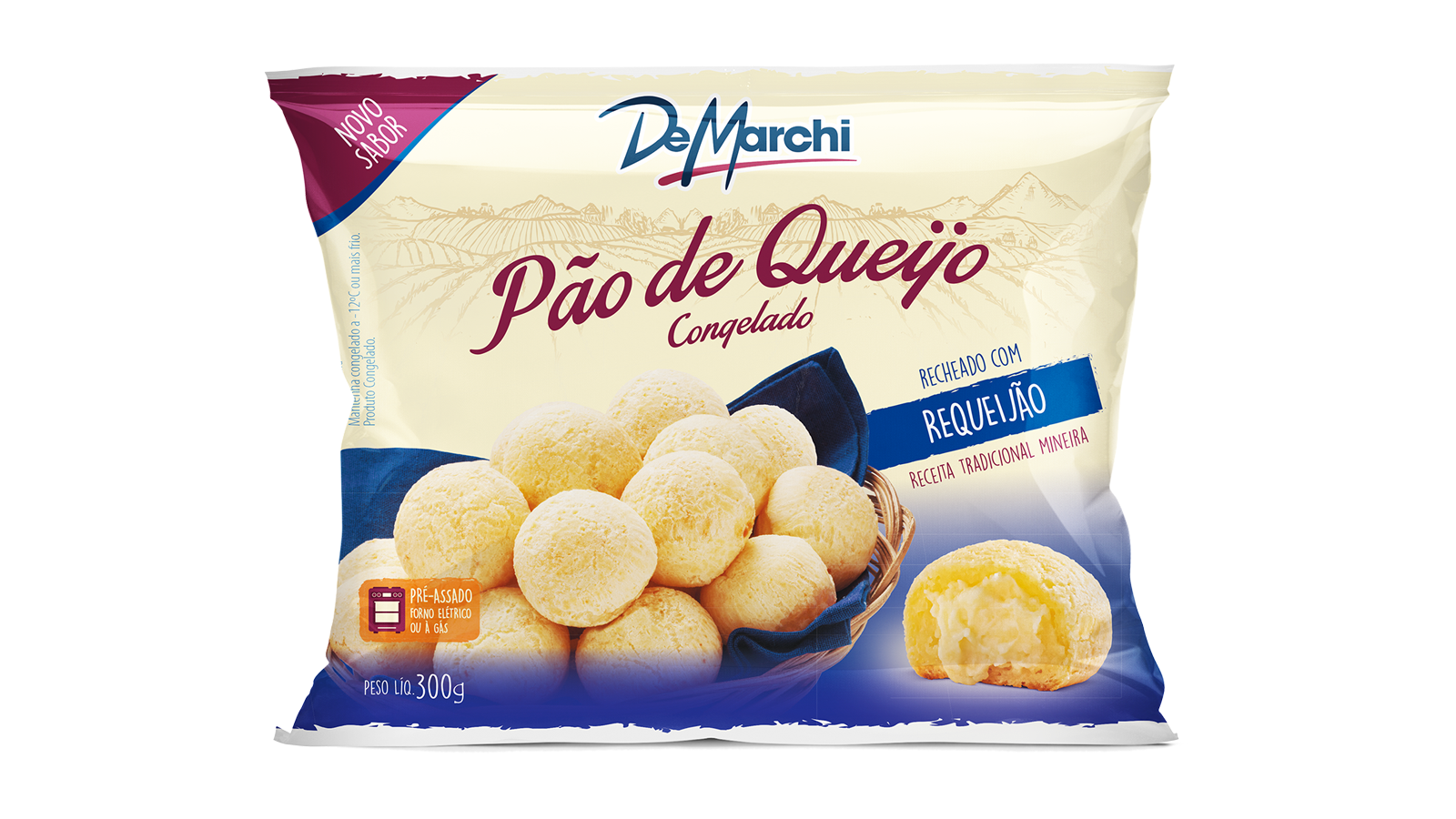 PÃO DE QUEIJO PRÉ-ASSADO TRADICIONAL COM REQUEIJÃO DM 300g