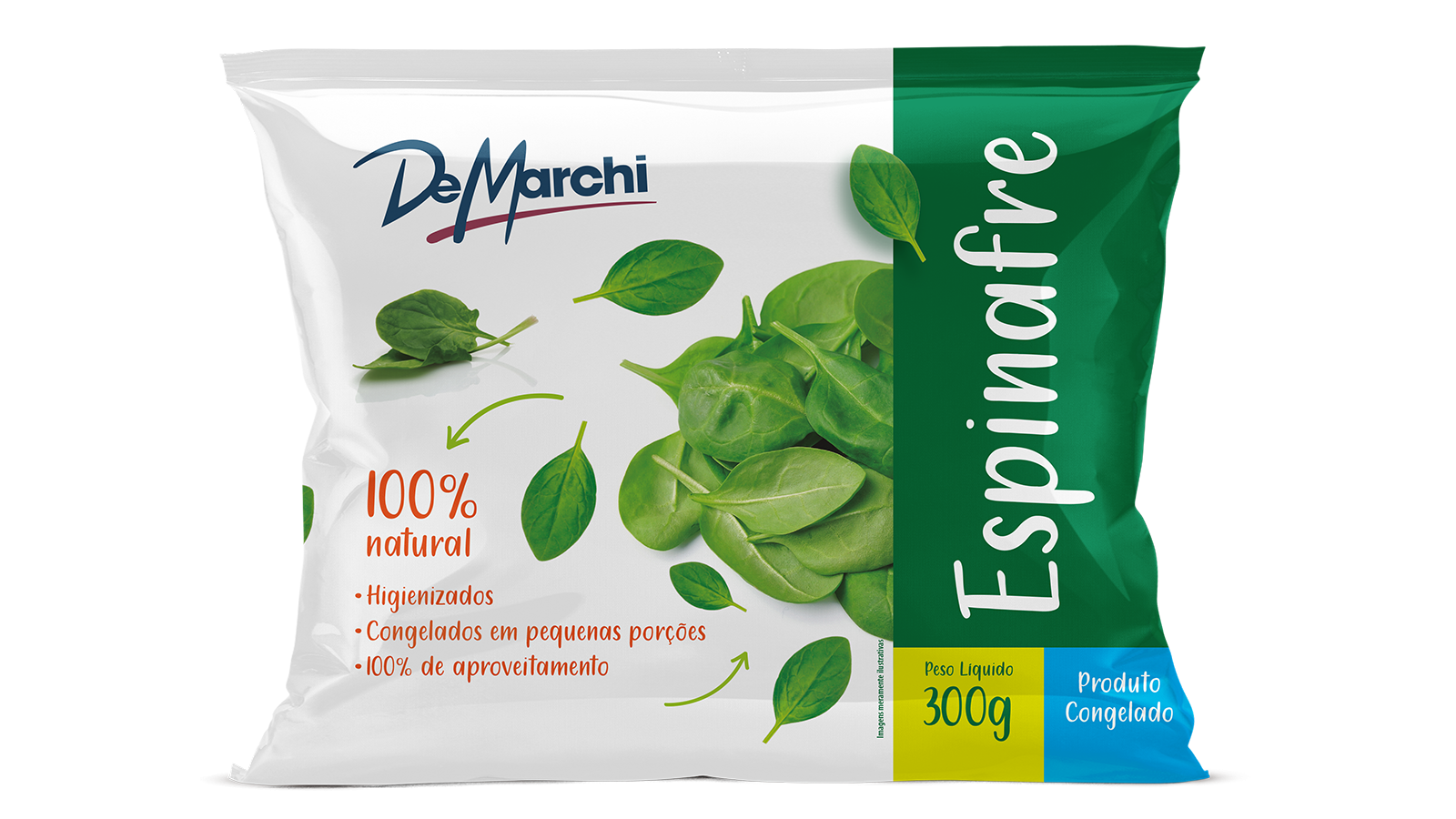 Espinafre não cozido congelado DM 300G 20 PCT CX 6KG