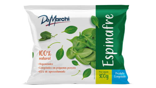 Espinafre não cozido congelado DM 300G 20 PCT CX 6KG