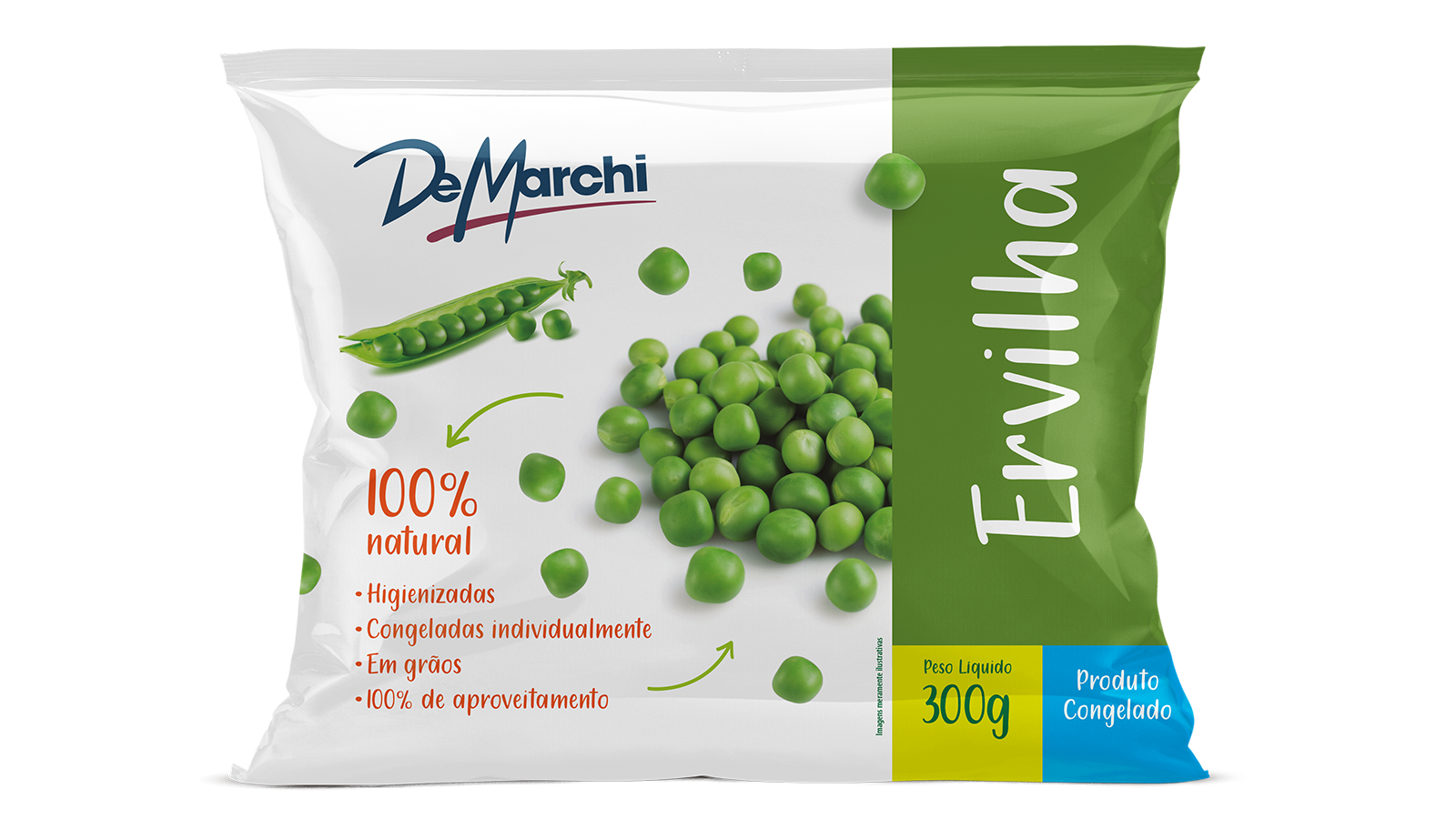 Ervilha não cozida Congelada DM 300G 20 PCT CX 6KG