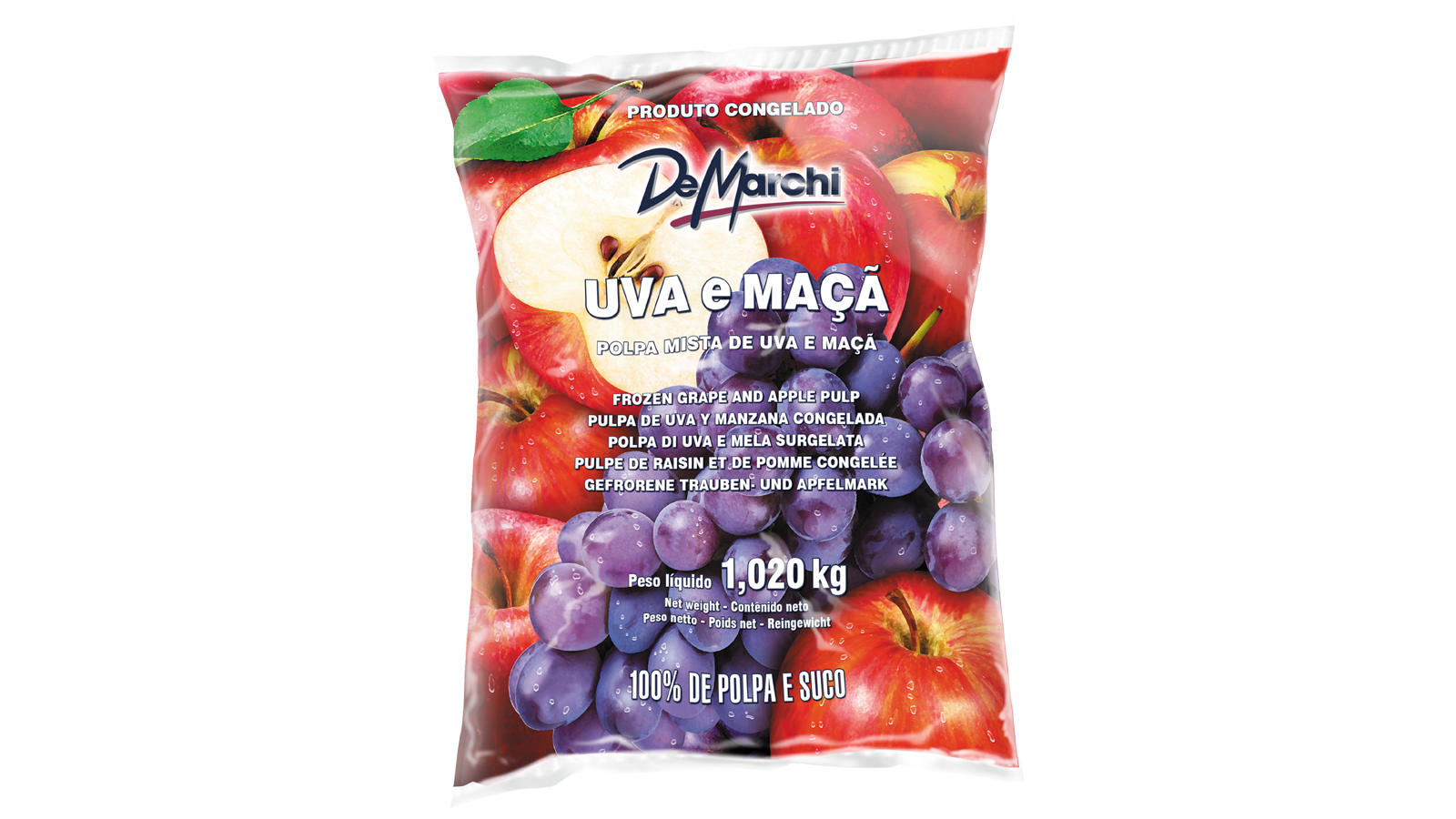 Polpa Mista de Uva e Maçã Congelada 1,020kg - 6 UN