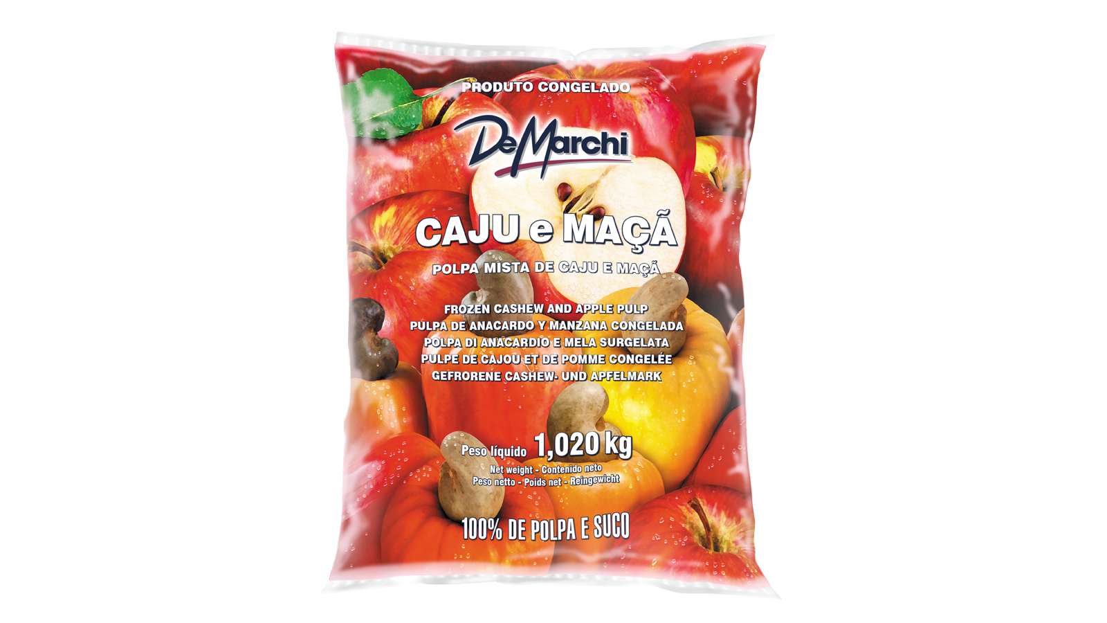 Polpa de Mista de Caju e Maçã Congelada 1,020kg - 6 UN