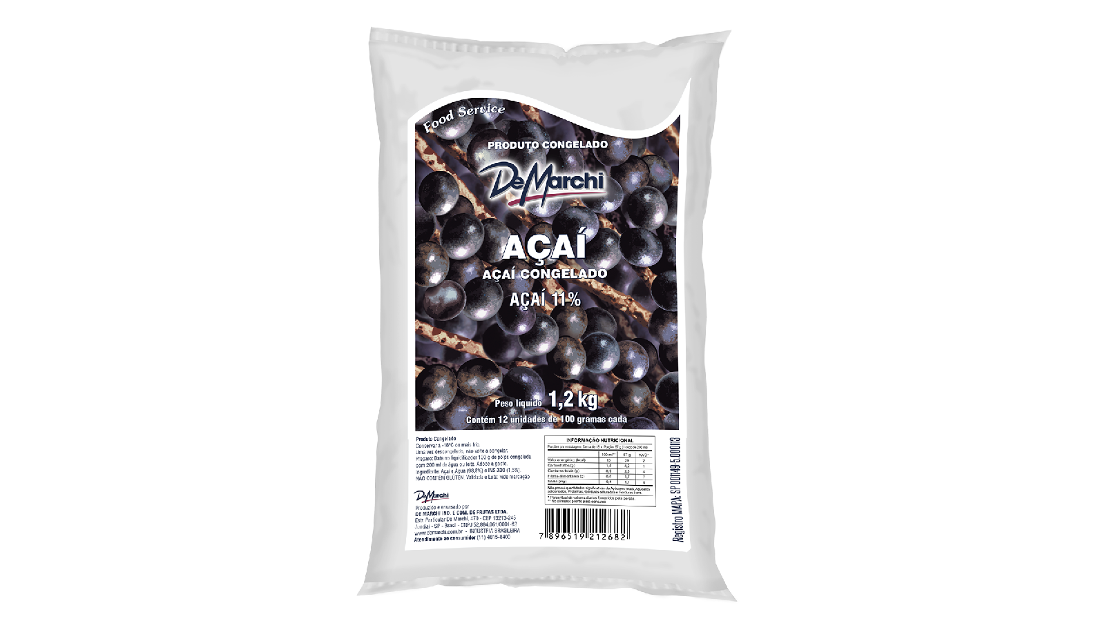Açai Congelado 11% FOOD SERVICE 1,200 kg CX 6kg